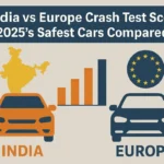 India vs Europe crash test comparison 2025 showing safest cars, Bharat NCAP vs Euro NCAP ratings and structural safety differences