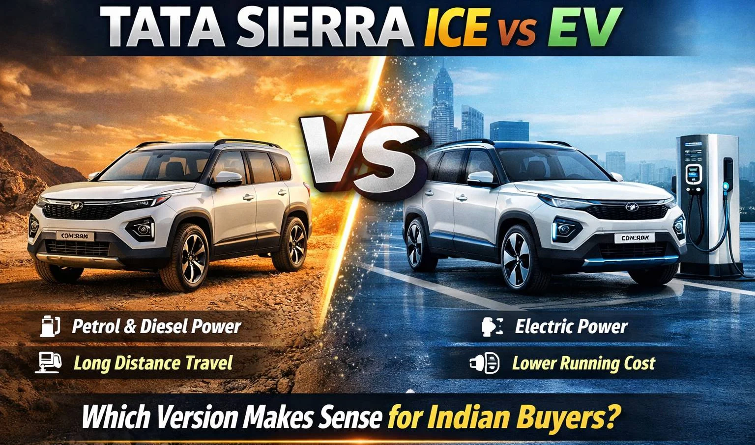 Tata Sierra ICE vs EV