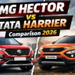 MG Hector vs Tata Harrier comparison thumbnail showing both SUVs side by side with bold 2026 comparison title